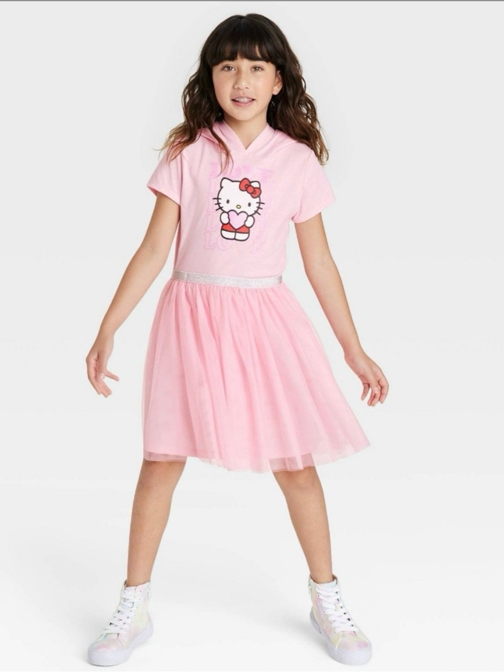 Hello Kitty Sanrio Pink Hooded Tulle Tutu Dress Girls M 7/8
